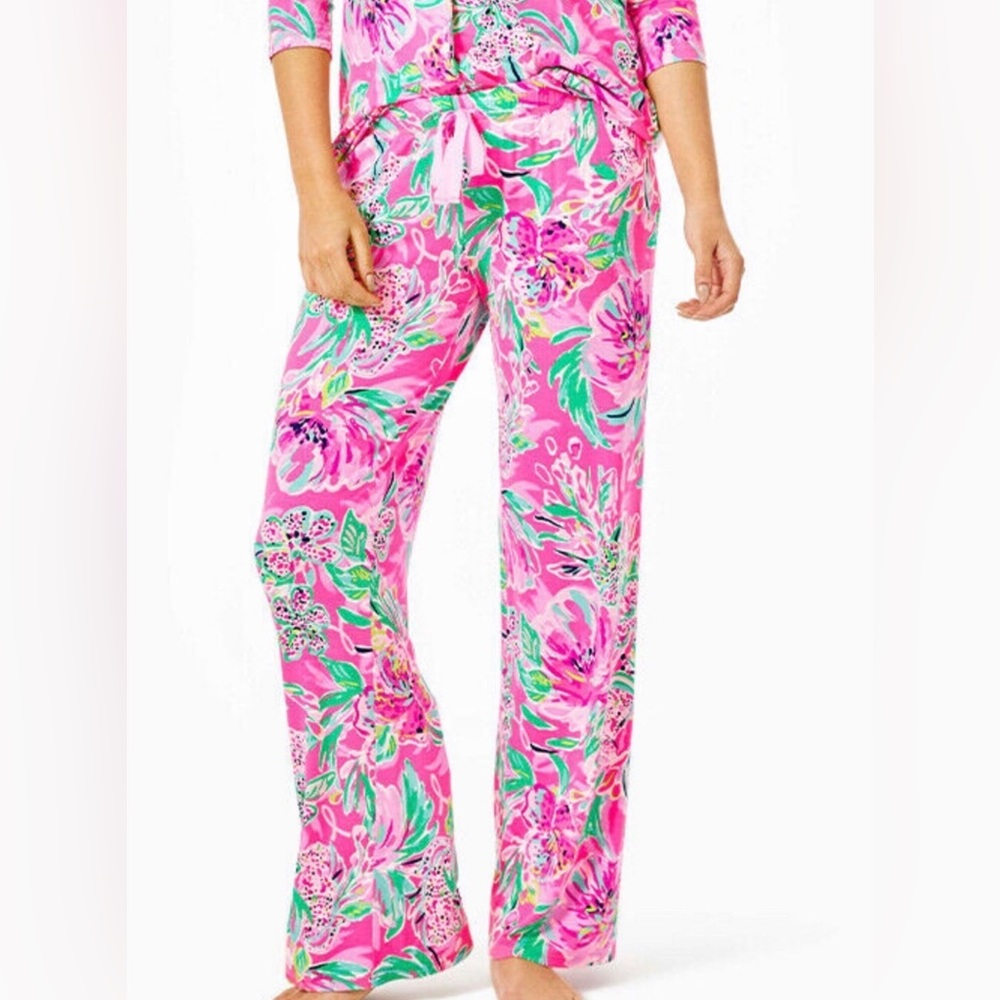 Lilly Pulitzer Women's  PJ Knit Pant-Cockatoo Pink Paws For A Cause size L